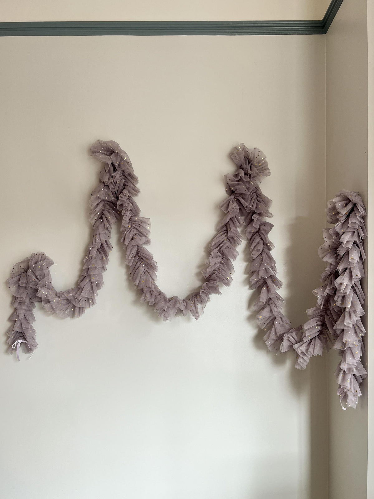 Dusty Lavender Tulle Garland with Metallic Moon and Stars