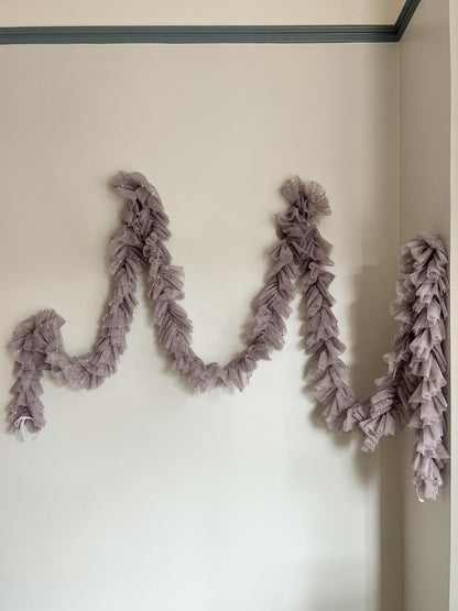 Dusty Lavender Tulle Garland with Metallic Moon and Stars